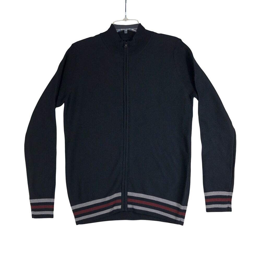 Velvet Graham & Spencer Mens Sweater Small Black Zipper Wool Blend Preppy